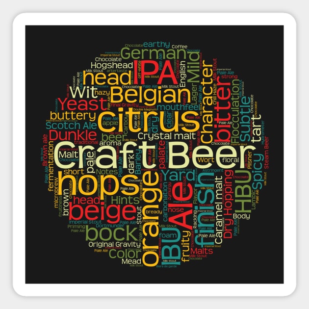 Craft Beer T-Shirt with 100+ Beer Terms for Microbrew Lovers Magnet by SecondActTees